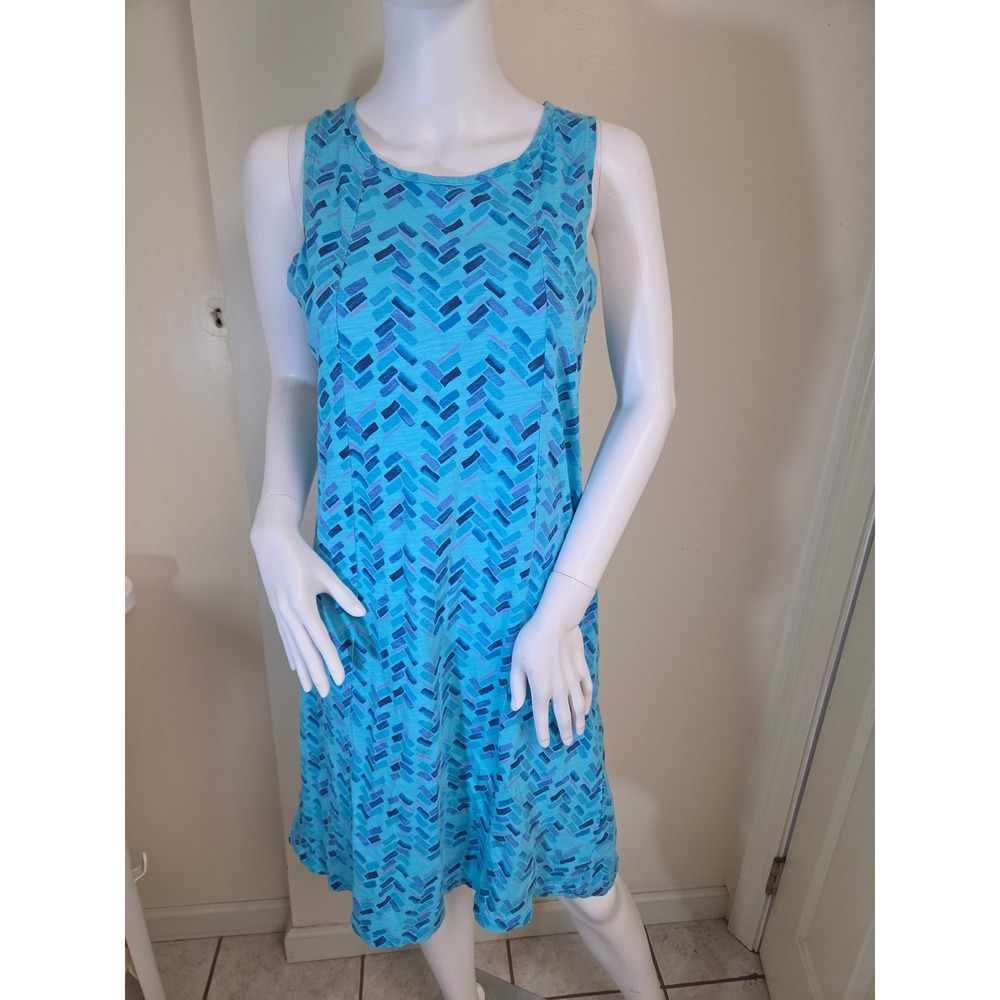 Fresh Produce Womens Blue Herringbone Cotton Sleeveless Keyhole Shift Dress XS
